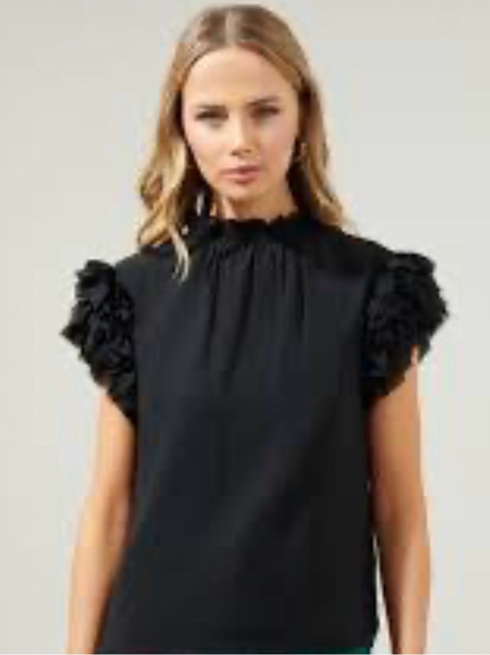 Sugarlips Brenna Mock Neck Ruffle Blouse